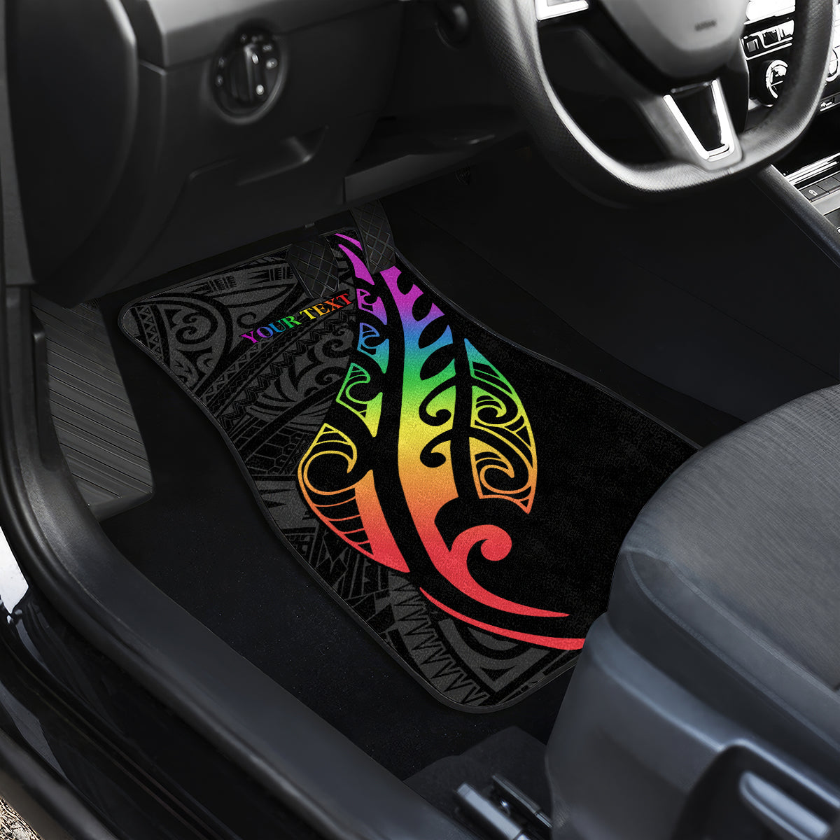 Personalised New Zealand Wellington Pride Car Mats Maori Fern with Pride Flag 2024
