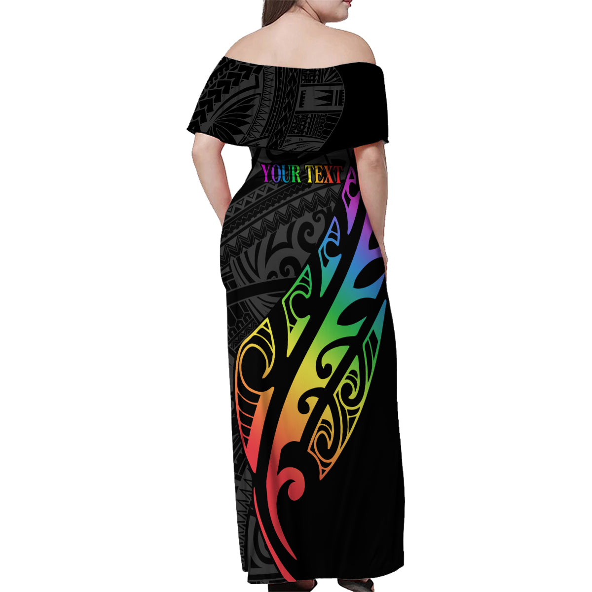 Personalised New Zealand Wellington Pride Family Matching Off Shoulder Maxi Dress and Hawaiian Shirt Maori Fern with Pride Flag 2024 LT9 - Polynesian Pride