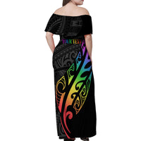 Personalised New Zealand Wellington Pride Family Matching Off Shoulder Maxi Dress and Hawaiian Shirt Maori Fern with Pride Flag 2024 LT9 - Polynesian Pride