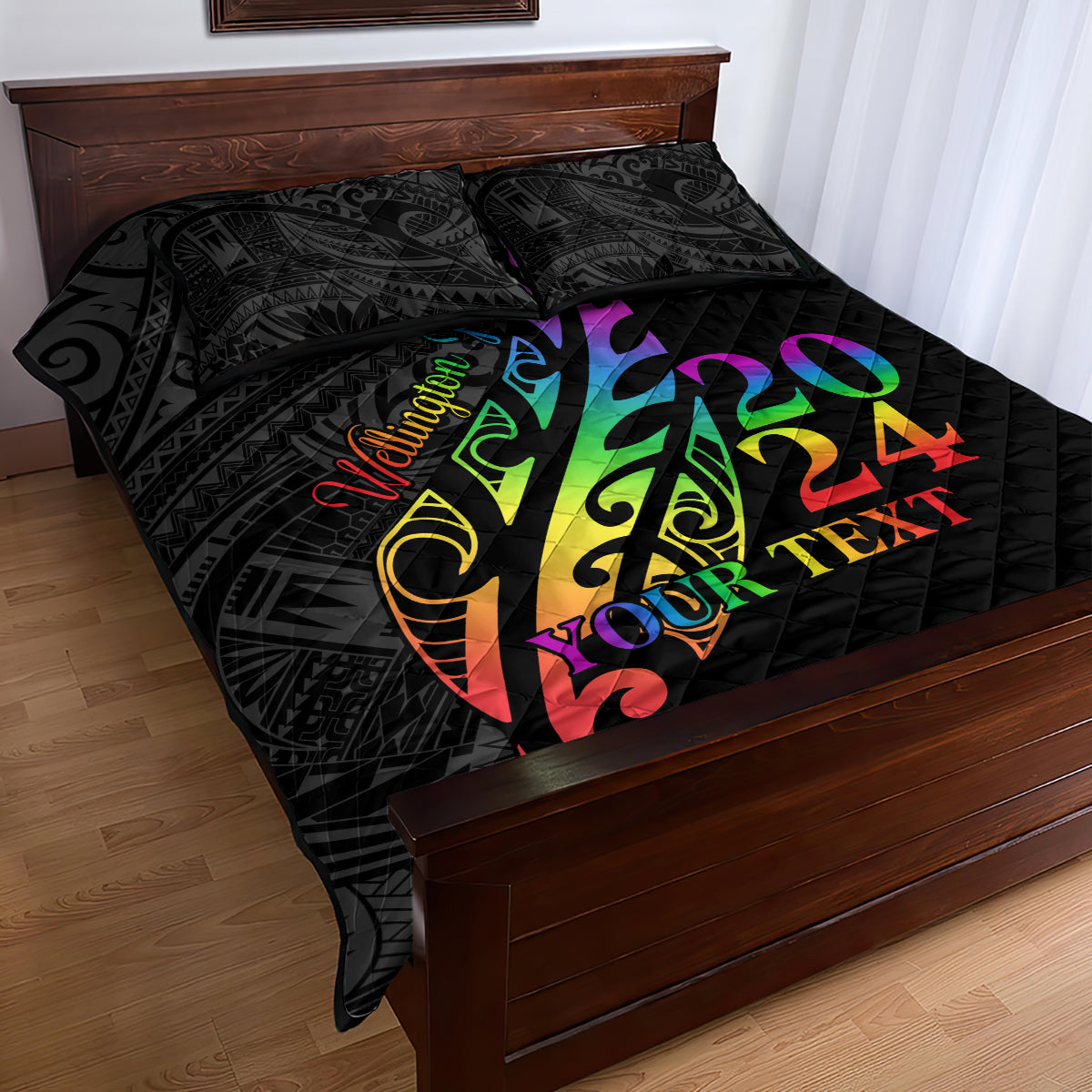 Personalised New Zealand Wellington Pride Quilt Bed Set Maori Fern with Pride Flag 2024