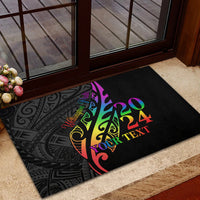 Personalised New Zealand Wellington Pride Rubber Doormat Maori Fern with Pride Flag 2024