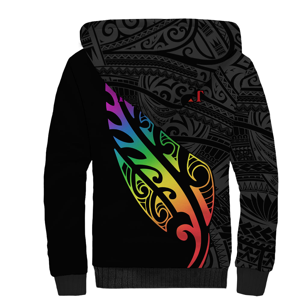 Personalised New Zealand Wellington Pride Sherpa Hoodie Maori Fern with Pride Flag 2024 LT9 - Polynesian Pride