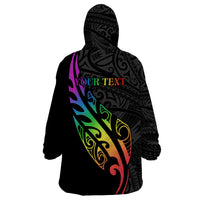 Personalised New Zealand Wellington Pride Wearable Blanket Hoodie Maori Fern with Pride Flag 2024 LT9 - Polynesian Pride