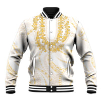 Aloha Lei Onaona Baseball Jacket Beige Hawaiian Tribal Pattern
