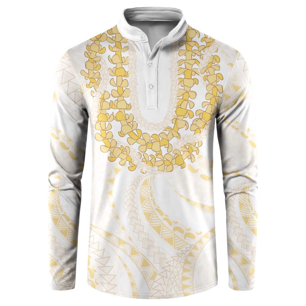 Aloha Lei Onaona Button Sweatshirt Beige Hawaiian Tribal Pattern