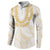 Aloha Lei Onaona Button Sweatshirt Beige Hawaiian Tribal Pattern