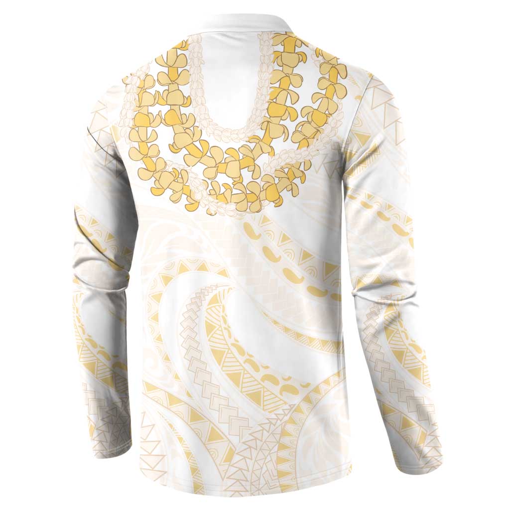 Aloha Lei Onaona Button Sweatshirt Beige Hawaiian Tribal Pattern