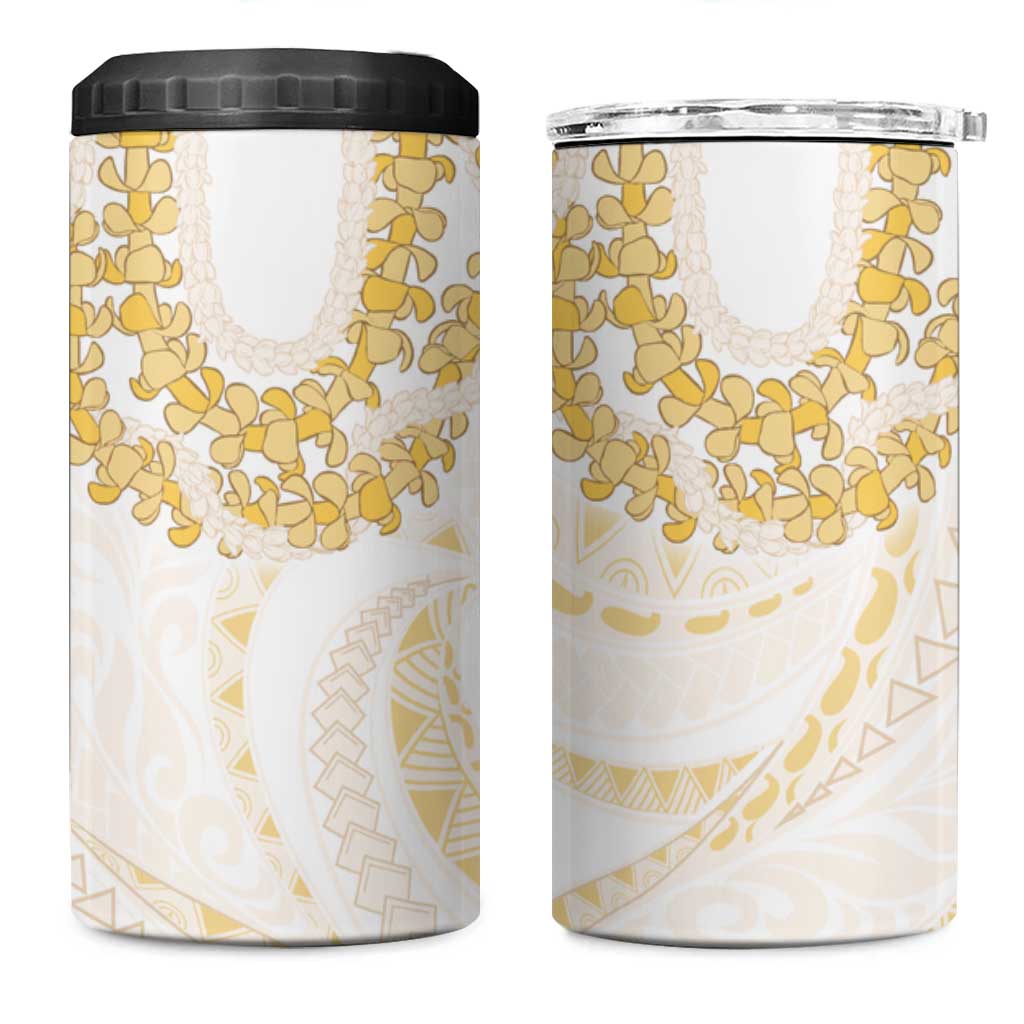 Aloha Lei Onaona 4 in 1 Can Cooler Tumbler Beige Hawaiian Tribal Pattern