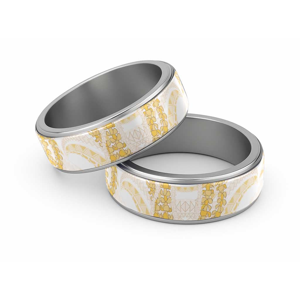 Aloha Lei Onaona Classic Ring Beige Hawaiian Tribal Pattern - Polynesian Pride