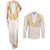 Aloha Lei Onaona Couples Matching Tank Maxi Dress and Long Sleeve Button Shirt Beige Hawaiian Tribal Pattern