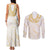 Aloha Lei Onaona Couples Matching Tank Maxi Dress and Long Sleeve Button Shirt Beige Hawaiian Tribal Pattern
