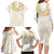 Aloha Lei Onaona Family Matching Long Sleeve Bodycon Dress and Hawaiian Shirt Beige Hawaiian Tribal Pattern