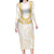 Aloha Lei Onaona Family Matching Long Sleeve Bodycon Dress and Hawaiian Shirt Beige Hawaiian Tribal Pattern