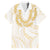 Aloha Lei Onaona Family Matching Off Shoulder Maxi Dress and Hawaiian Shirt Beige Hawaiian Tribal Pattern