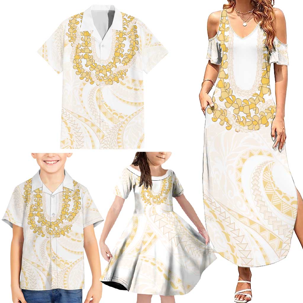 Aloha Lei Onaona Family Matching Summer Maxi Dress and Hawaiian Shirt Beige Hawaiian Tribal Pattern