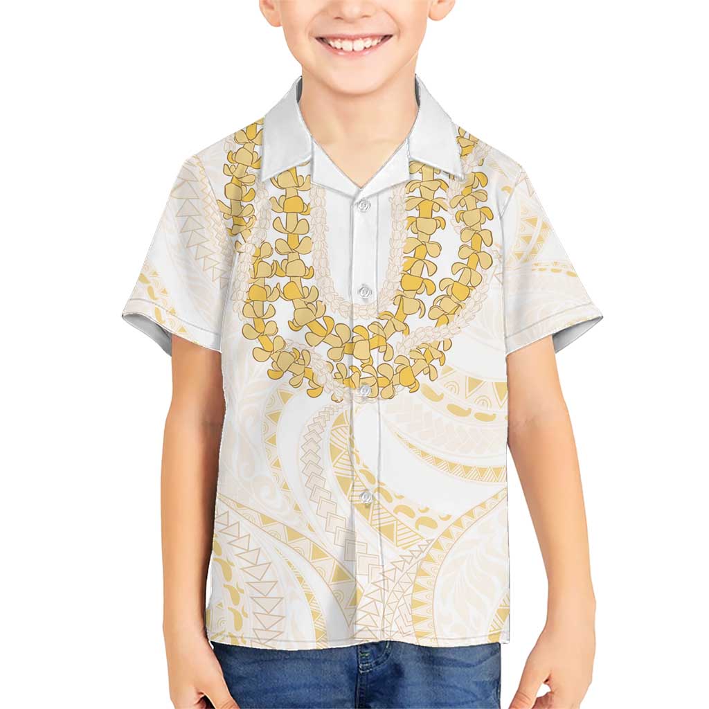 Aloha Lei Onaona Kid Hawaiian Shirt Beige Hawaiian Tribal Pattern
