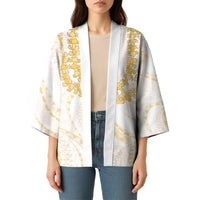 Aloha Lei Onaona Kimono Beige Hawaiian Tribal Pattern - Polynesian Pride