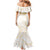 Aloha Lei Onaona Mermaid Dress Beige Hawaiian Tribal Pattern