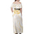 Aloha Lei Onaona Off Shoulder Maxi Dress Beige Hawaiian Tribal Pattern