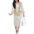 Aloha Lei Onaona Off The Shoulder Long Sleeve Dress Beige Hawaiian Tribal Pattern