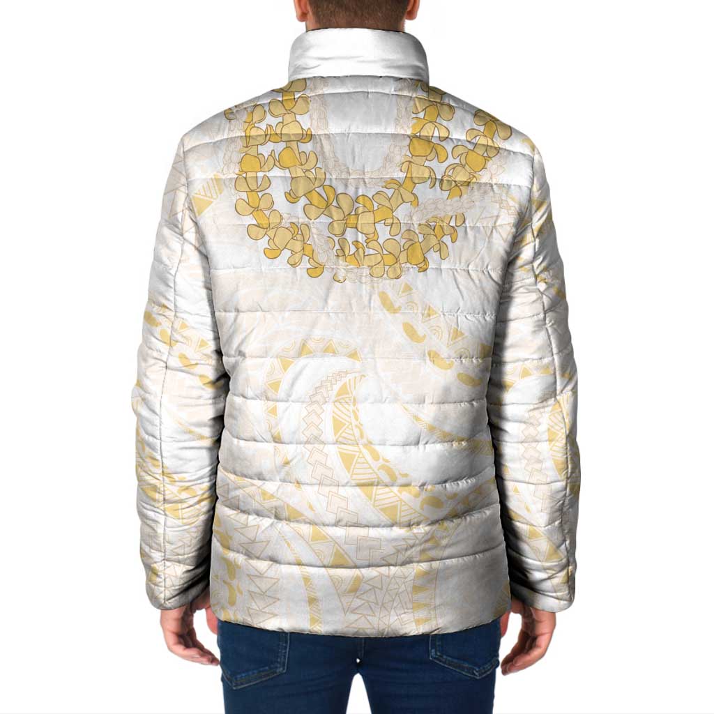 Aloha Lei Onaona Padded Jacket Beige Hawaiian Tribal Pattern - Polynesian Pride