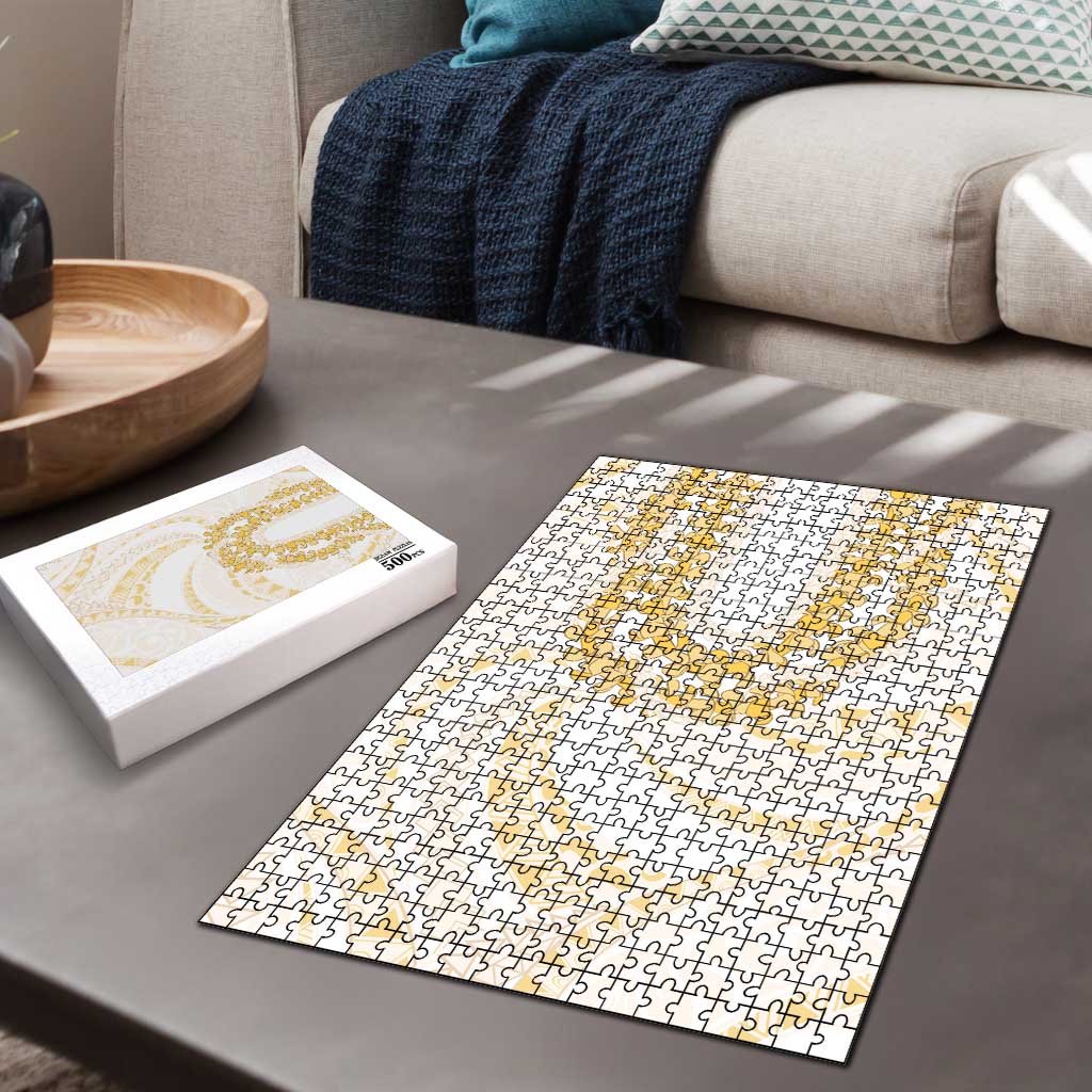 Aloha Lei Onaona Puzzle Beige Hawaiian Tribal Pattern - Polynesian Pride