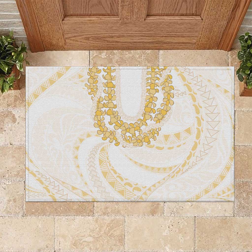 Aloha Lei Onaona Rubber Doormat Beige Hawaiian Tribal Pattern