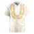Aloha Lei Onaona Rugby Jersey Beige Hawaiian Tribal Pattern