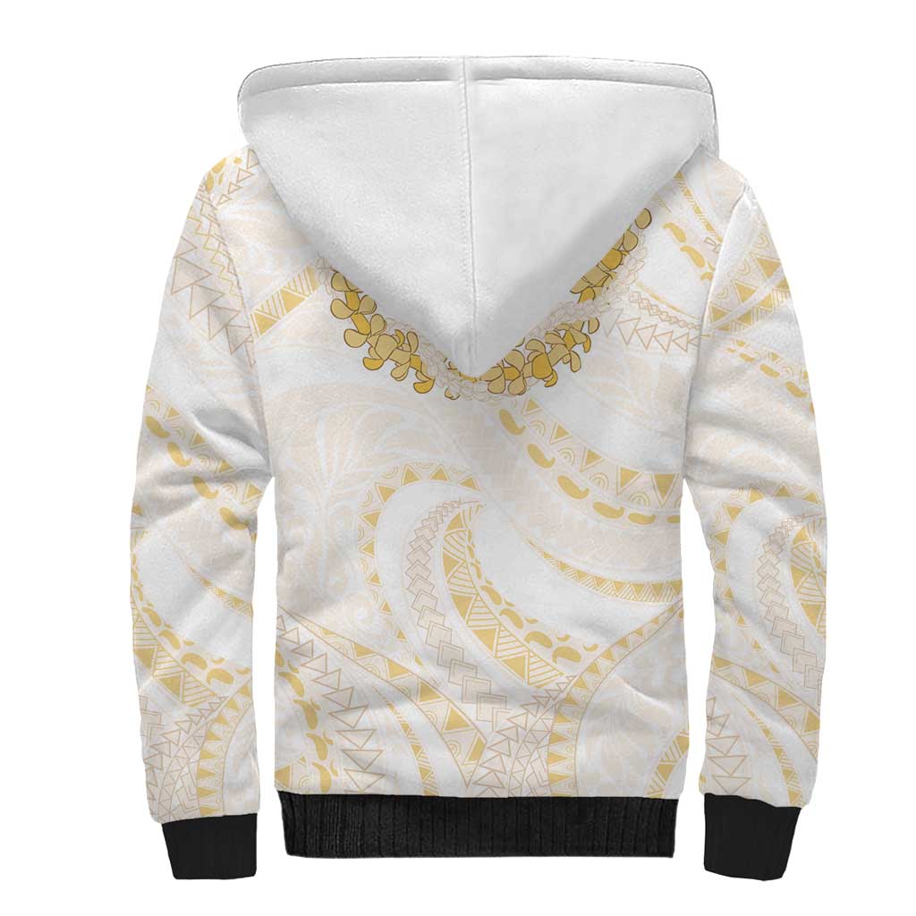 Aloha Lei Onaona Sherpa Hoodie Beige Hawaiian Tribal Pattern