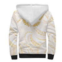 Aloha Lei Onaona Sherpa Hoodie Beige Hawaiian Tribal Pattern