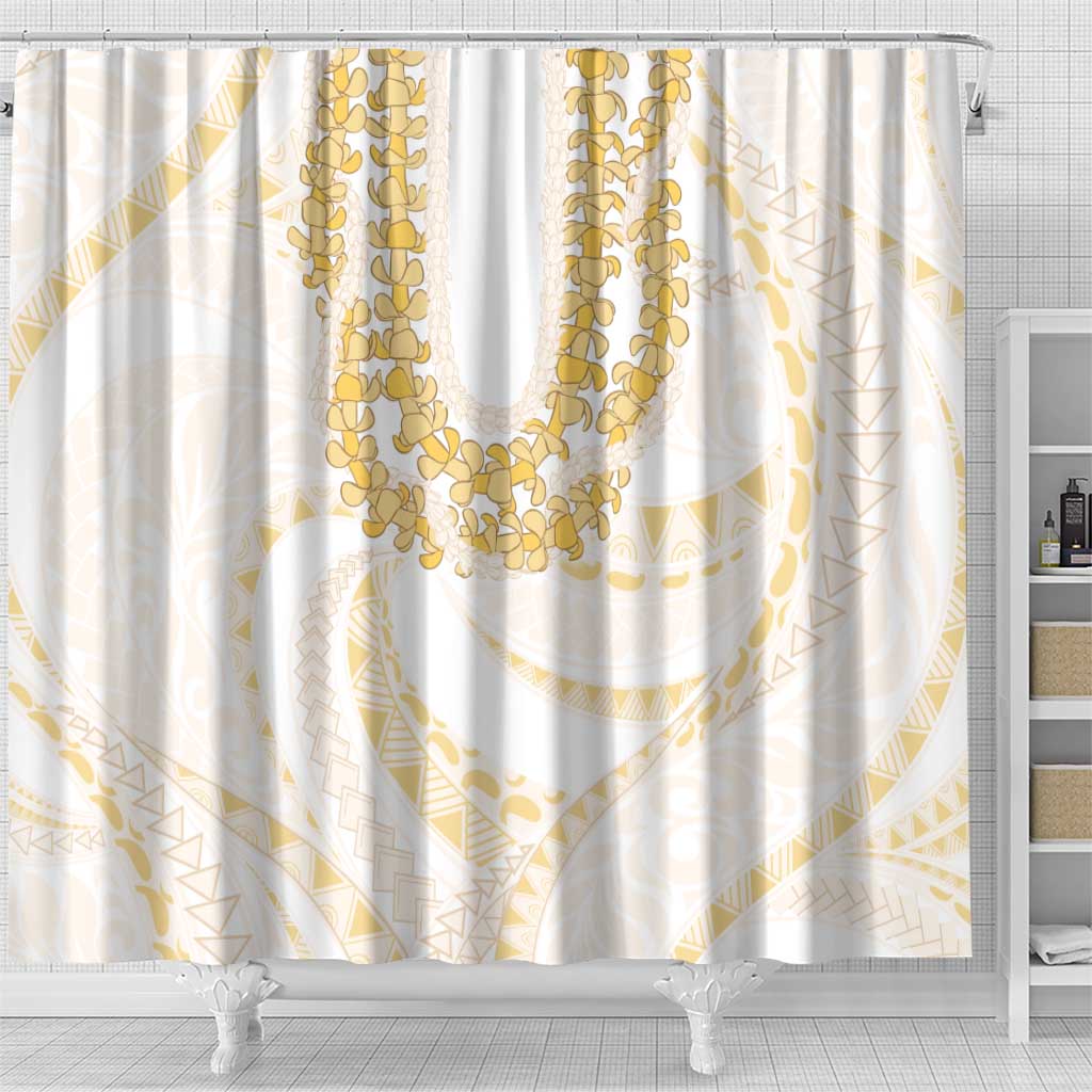 Aloha Lei Onaona Shower Curtain Beige Hawaiian Tribal Pattern