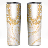 Aloha Lei Onaona Skinny Tumbler Beige Hawaiian Tribal Pattern LT9 Beige - Polynesian Pride