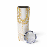 Aloha Lei Onaona Skinny Tumbler Beige Hawaiian Tribal Pattern LT9 - Polynesian Pride