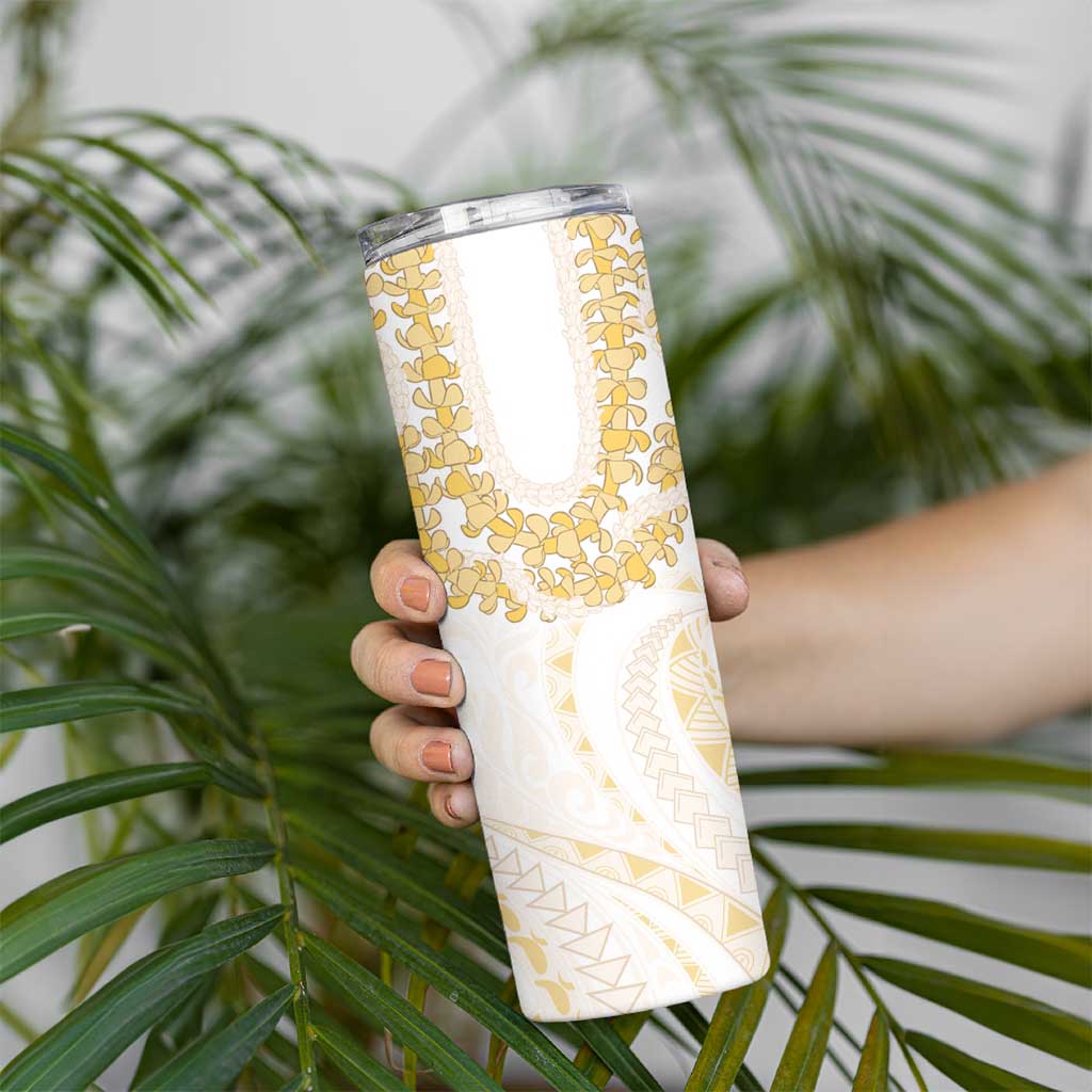 Aloha Lei Onaona Skinny Tumbler Beige Hawaiian Tribal Pattern LT9 - Polynesian Pride