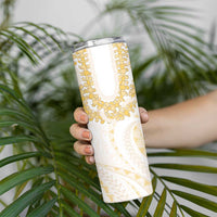 Aloha Lei Onaona Skinny Tumbler Beige Hawaiian Tribal Pattern LT9 - Polynesian Pride