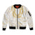 Aloha Lei Onaona Sleeve Zip Bomber Jacket Beige Hawaiian Tribal Pattern