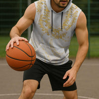 Aloha Lei Onaona Sleeveless Hoodie Beige Hawaiian Tribal Pattern - Polynesian Pride