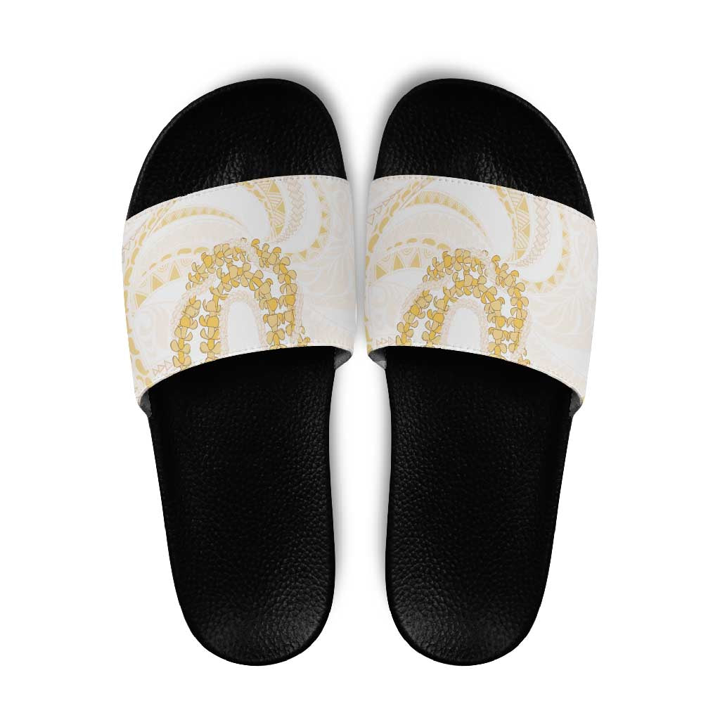 Aloha Lei Onaona Slide Sandals Beige Hawaiian Tribal Pattern - Polynesian Pride