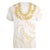 Aloha Lei Onaona Women V-Neck T-Shirt Beige Hawaiian Tribal Pattern