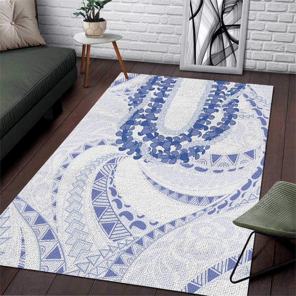 Aloha Lei Onaona Area Rug Navy Blue Hawaiian Tribal Pattern