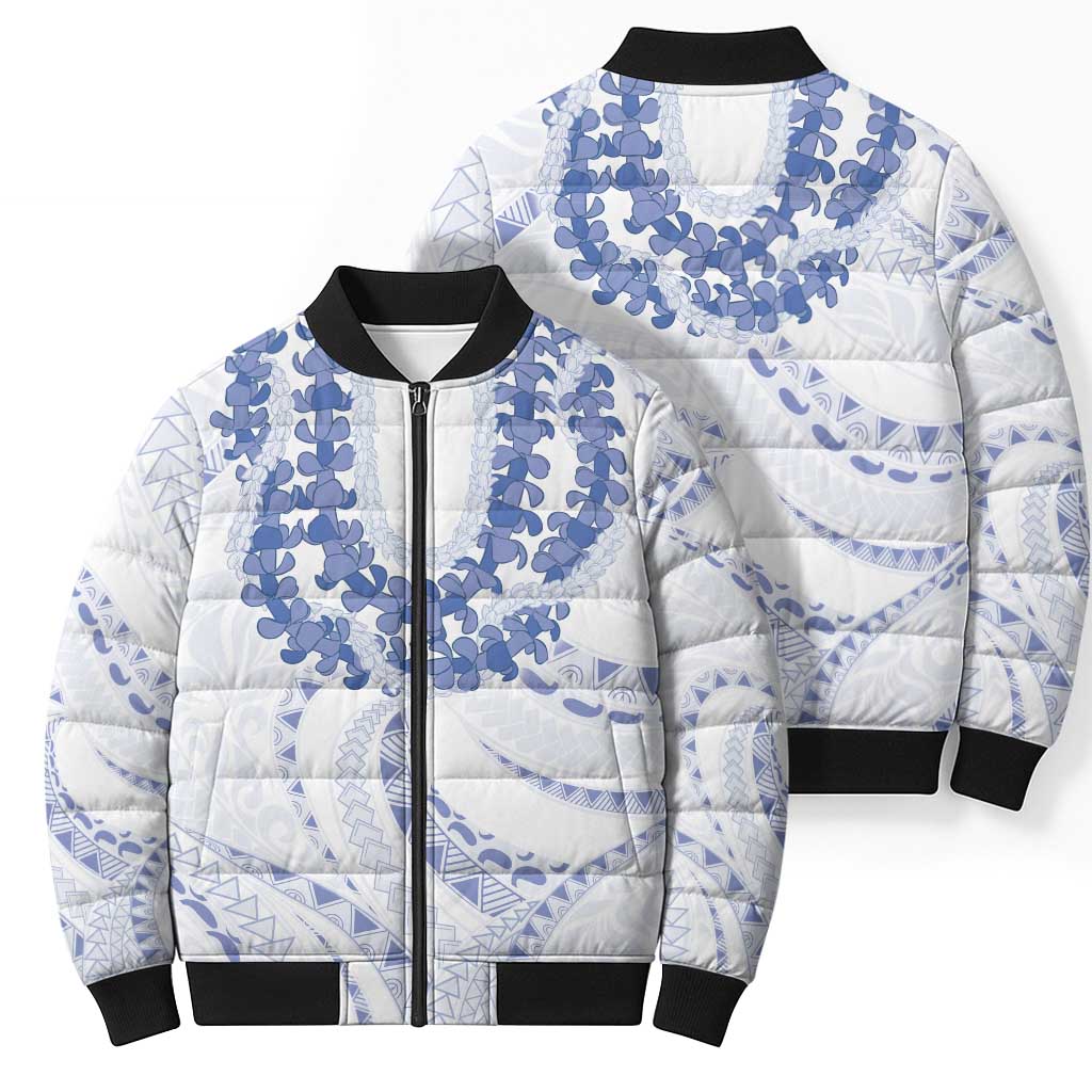 Aloha Lei Onaona Bomber Puffer Jacket Navy Blue Hawaiian Tribal Pattern - Polynesian Pride