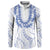 Aloha Lei Onaona Button Sweatshirt Navy Blue Hawaiian Tribal Pattern