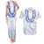 Aloha Lei Onaona Couples Matching Tank Maxi Dress and Hawaiian Shirt Navy Blue Hawaiian Tribal Pattern