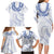 Aloha Lei Onaona Family Matching Long Sleeve Bodycon Dress and Hawaiian Shirt Navy Blue Hawaiian Tribal Pattern