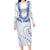 Aloha Lei Onaona Family Matching Long Sleeve Bodycon Dress and Hawaiian Shirt Navy Blue Hawaiian Tribal Pattern