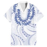 Aloha Lei Onaona Family Matching Puletasi and Hawaiian Shirt Navy Blue Hawaiian Tribal Pattern