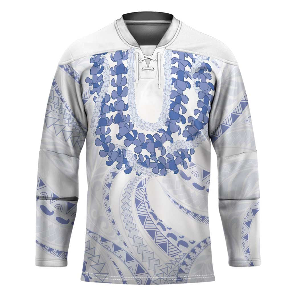 Aloha Lei Onaona Hockey Jersey Navy Blue Hawaiian Tribal Pattern - Polynesian Pride