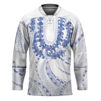 Aloha Lei Onaona Hockey Jersey Navy Blue Hawaiian Tribal Pattern - Polynesian Pride