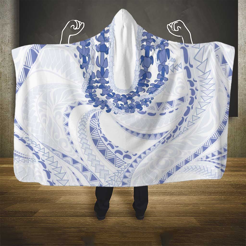 Aloha Lei Onaona Hooded Blanket Navy Blue Hawaiian Tribal Pattern