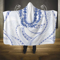 Aloha Lei Onaona Hooded Blanket Navy Blue Hawaiian Tribal Pattern